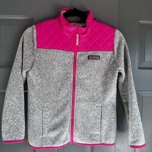 Gray and Pink Vineyard Vines Girls  Zip-Up Jacket
Size M (10-12)
